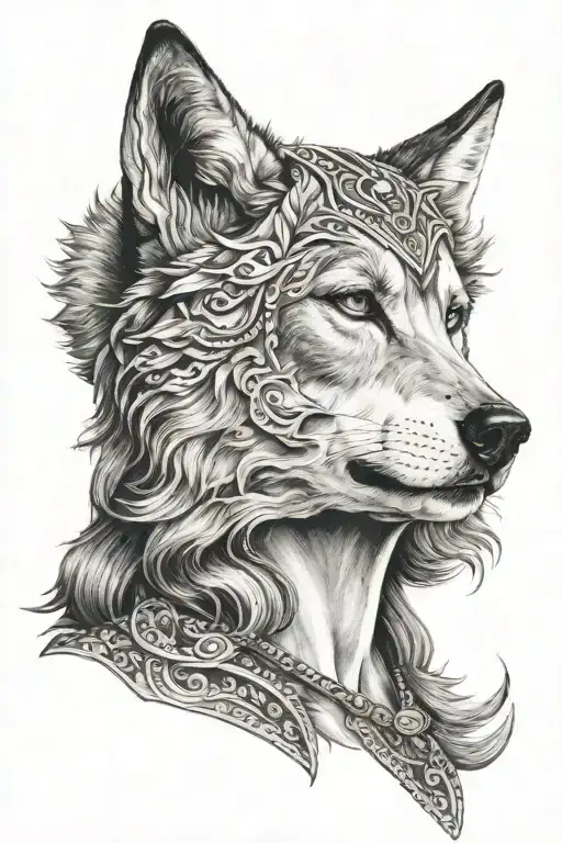 Woman With Wolf Head Skin On Her Head