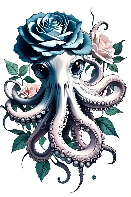 Octopus And Roses Blooming