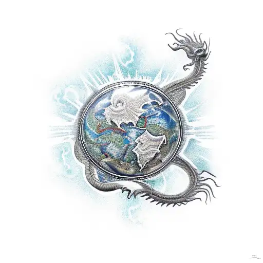 Dying Dragon Wrapped Around Globe