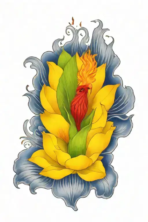 Pheonix Rising From A Lotus Flower