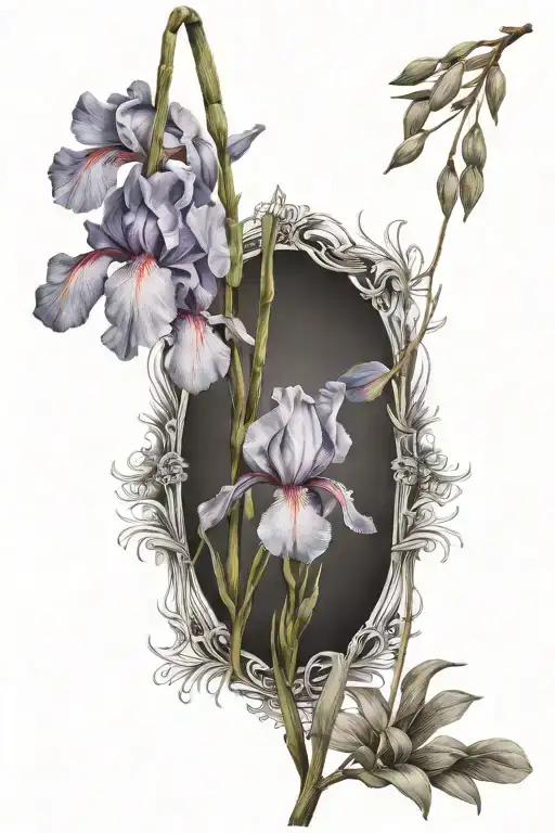 Iris Flower And Willow Tree