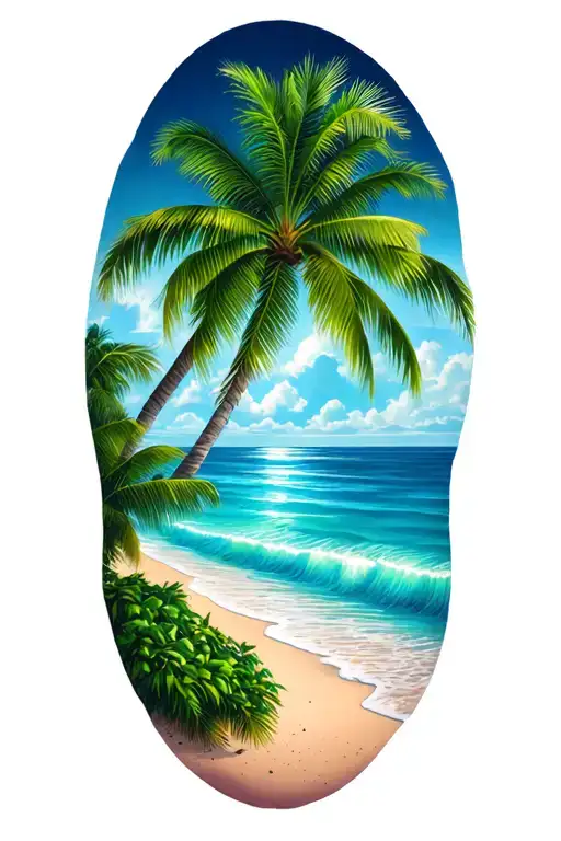 Beach Scene With Palm Trees