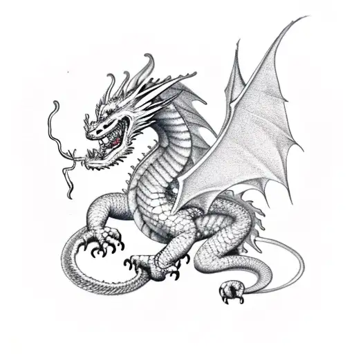 Dragon Dog With Wings Forming The Letter M