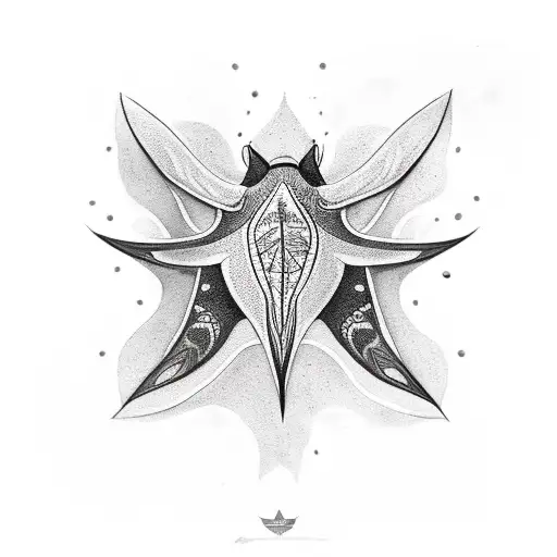 Tatto Style Black Inc Manta Ray With A Eye In Her Back