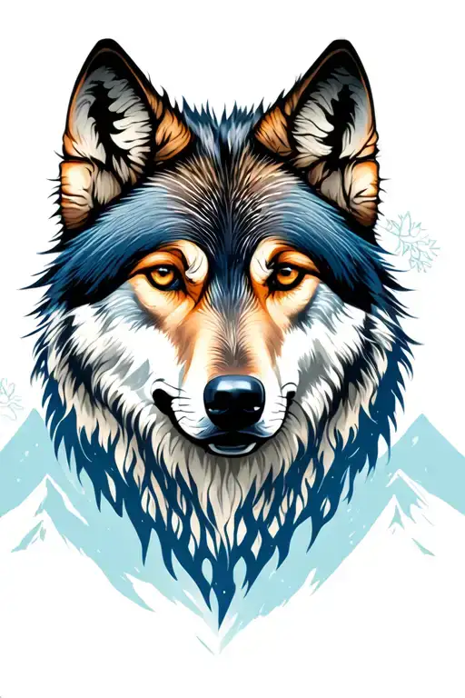 Wolf And Mountains And Nature