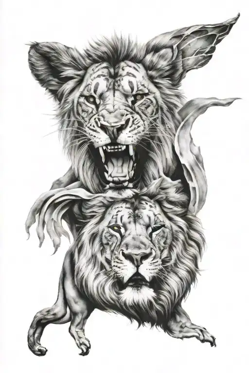 Lion Head Tattoo Holding