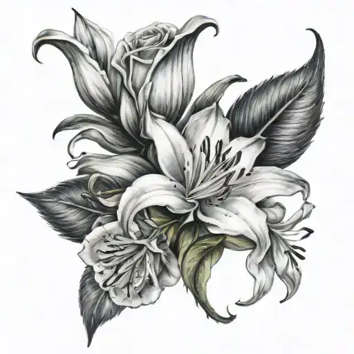 Roses And Lily Flower