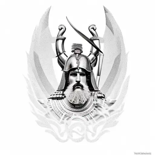 Greek Warrior Under A Temple