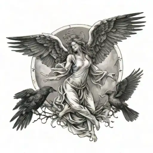 Angels Falling From Heaven And Crows