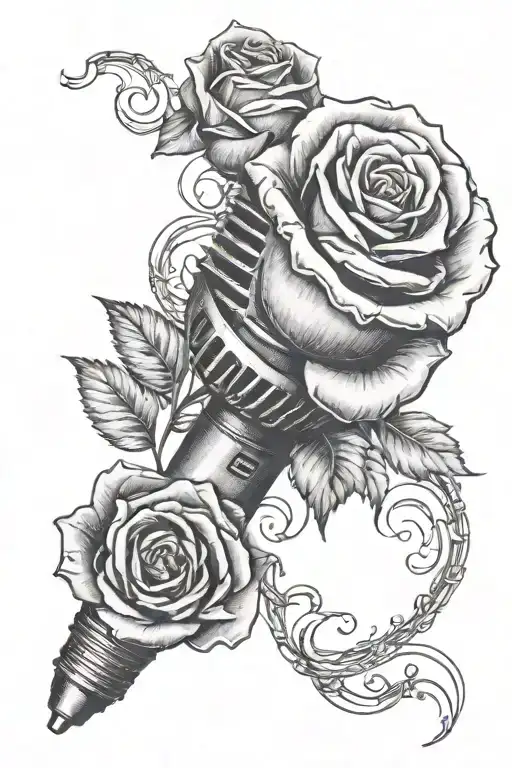 Microphone With Rose Surrounded