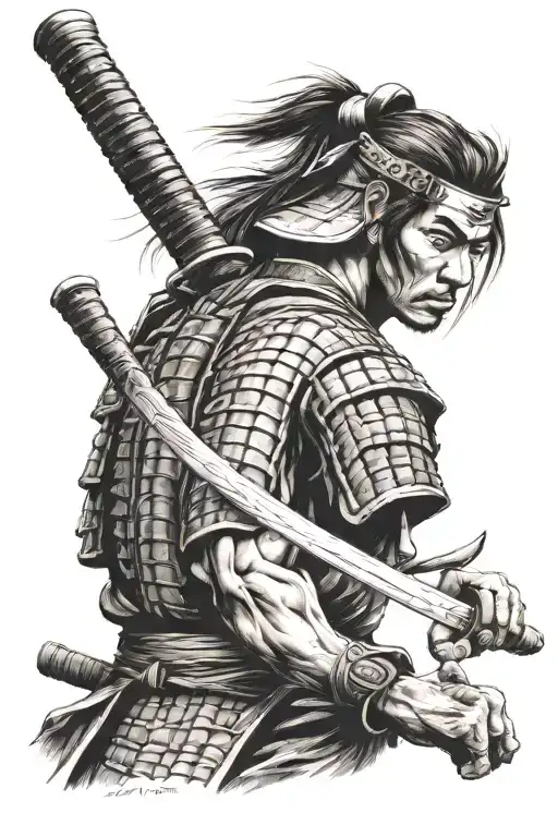 Samurai Warrior Wielding A Sword