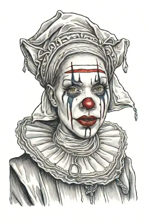 Young Female Nun In Clown Makeup