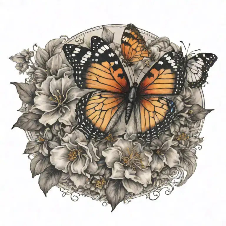 Butterfly And Flowers