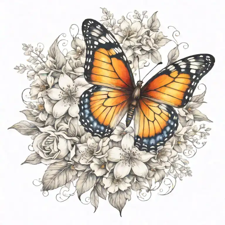 Butterfly And Flowers