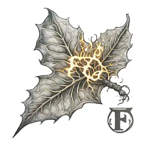 Sun Dried Leaf Lightning In The Shape Of The Letter F