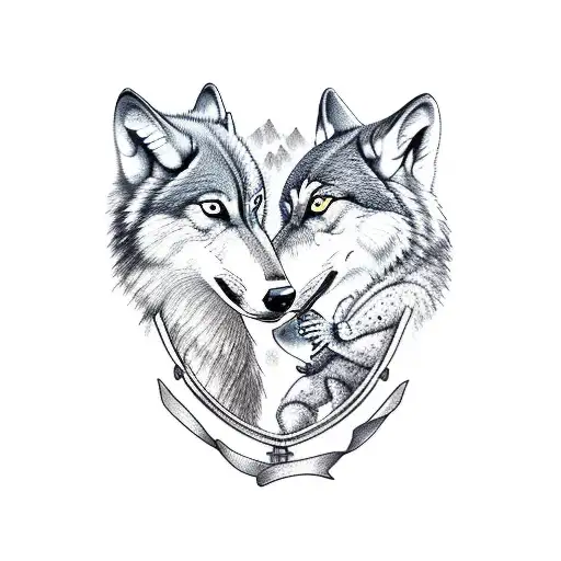 A Wolf Is Feeding Two Baby Boy And Another Baby Boy Is Sitting On The Wolf