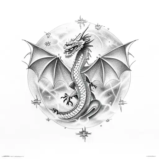 Dragon Against The Background Of The Constellation Scorpio