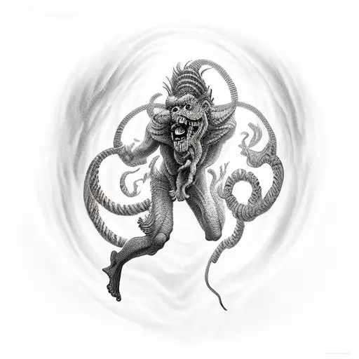 Male Climbing Out Of Hell And Making His Way To Heaven