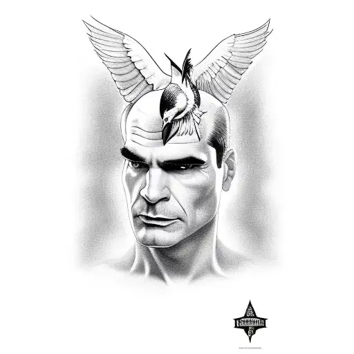Henry Rollins With Black Crow On His Shoulder