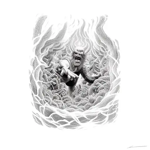 Male Crawling Out Of Hell And Entering Into Heaven