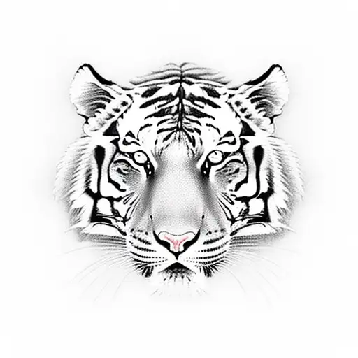 Roaring Tiger And Around That Woman Face With Matrix Numbers