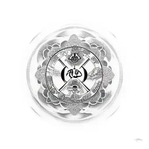 Enlightenment Symbolized By A Zen Circle Surrounded By Japanese Calligraphy