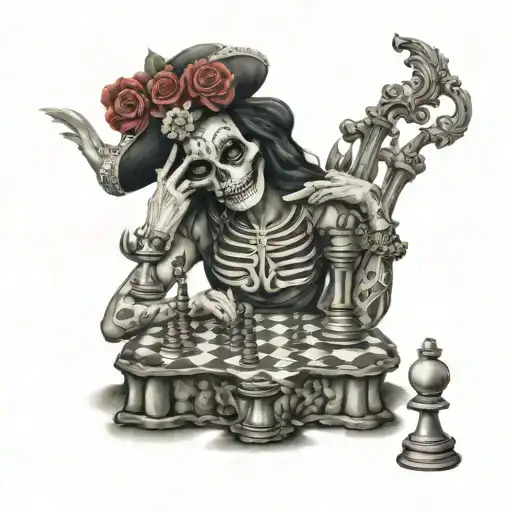 La Catrina Playing Chess
