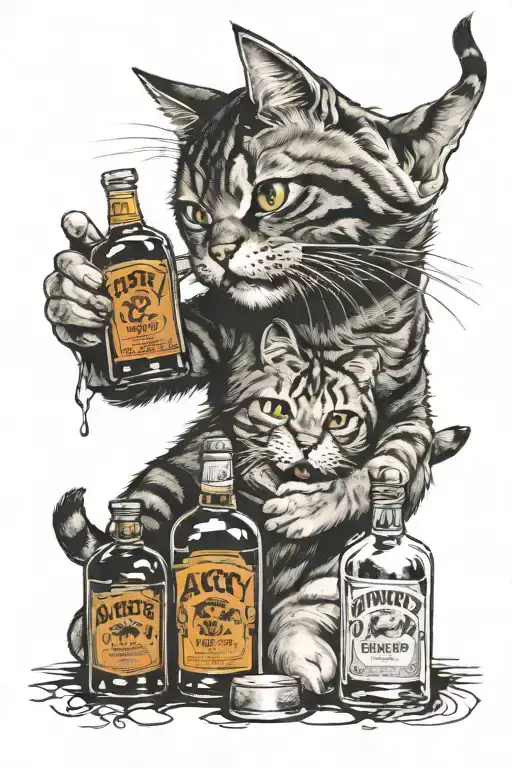 Angry Cat And Whiskey Bottles Capturing The Client's Passion