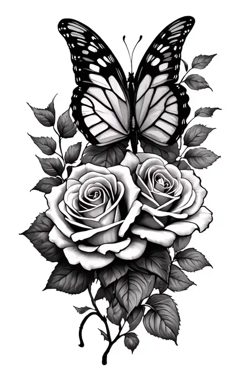 Butterfly With Roses