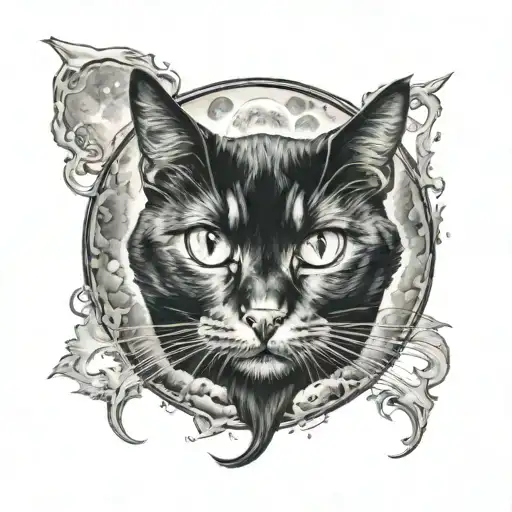 Full Moon With A Black Cat Inside