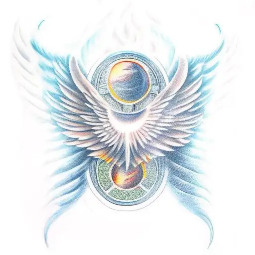 Sunset Beach Angel Wings Phoenix Bird Eyes