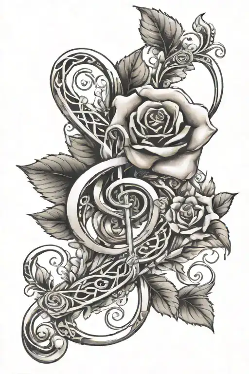 Treble Clef With Red Rose Inside It