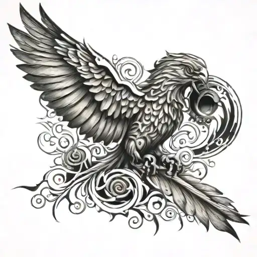 38 Revolver Morphing Into Phoenix Rising Bird Memorial For Father