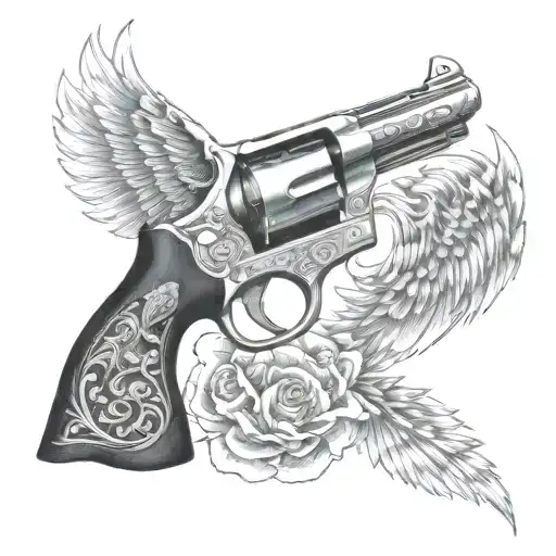 38 Revolver Morphing Into Phoenix Rising Bird Memorial For Father