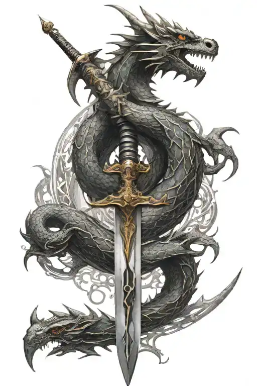 Sword With Dragon Spiraling Around It