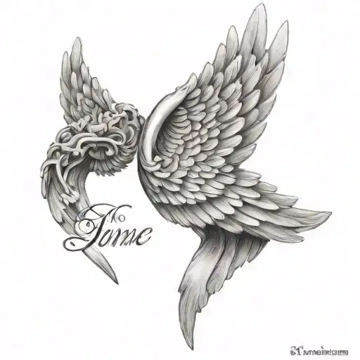 Angel Wings With The Date June 25Th 1944-March 6Th 2016 And The Name Me-me Inside