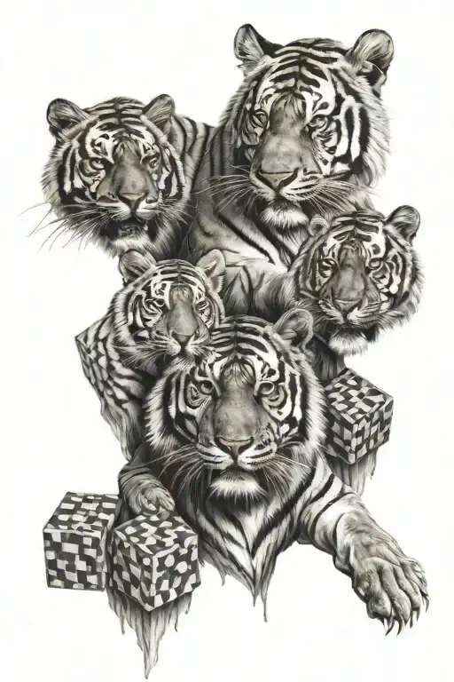 Tiger With Two Tiger Cubes