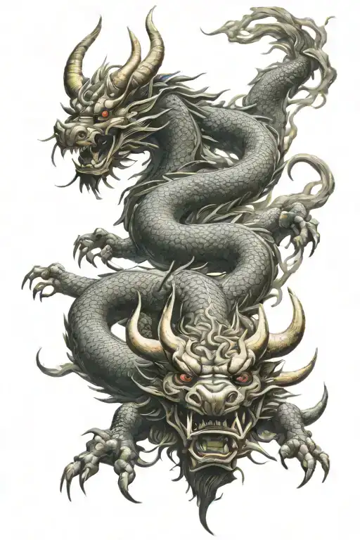 Chinese Dragon And Whole Bull