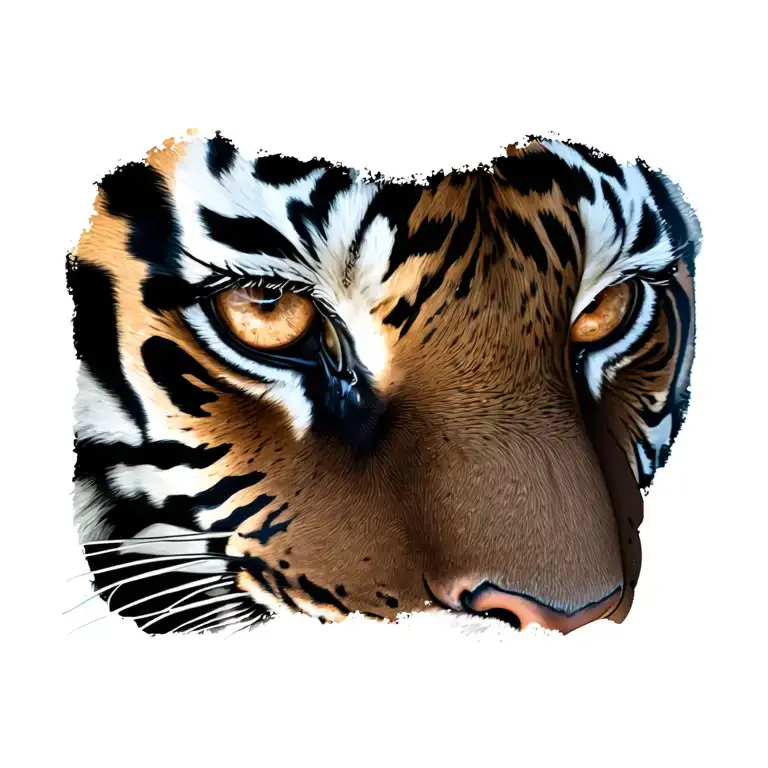 Girls Eyes Looking With Tiger