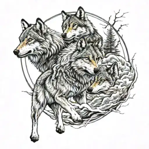 Wolfs Chasing The Sun