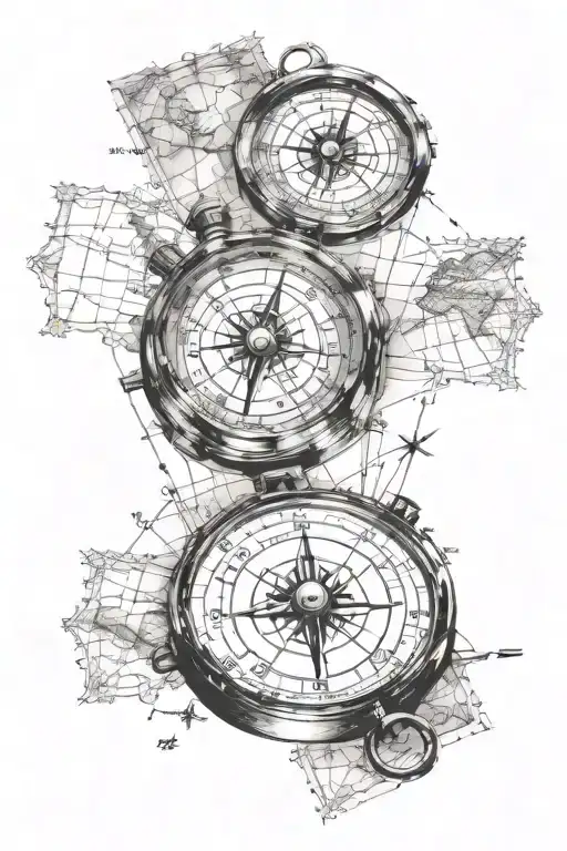 Route And Compass And Map Symbolizing