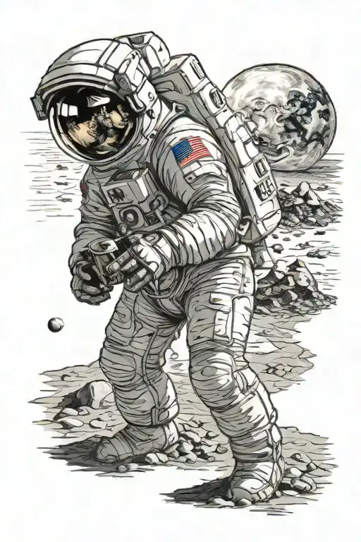 Astronaut Drinking Beer On The Moon Looking At Earth