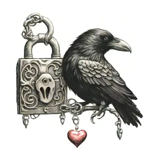 Crow Eat Human Heart And Heart Shaped Lock