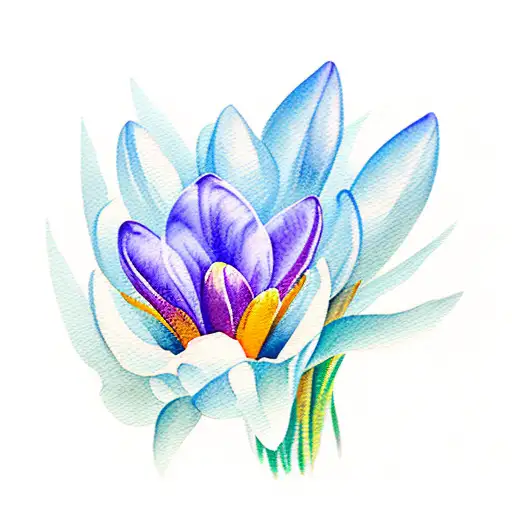 Bouquet Of Watercolor Crocuses