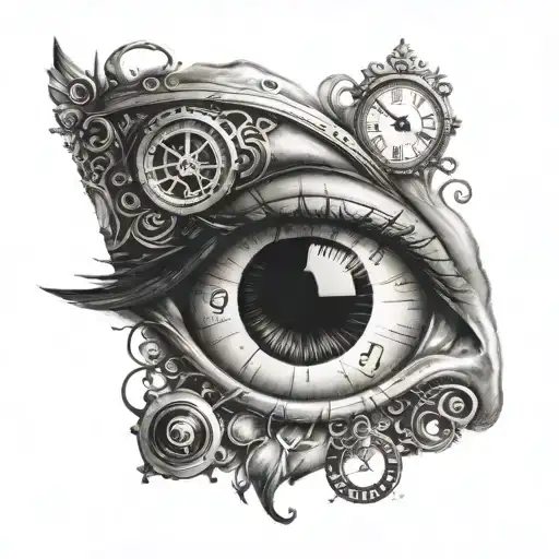 Eye And Clock And Inscription