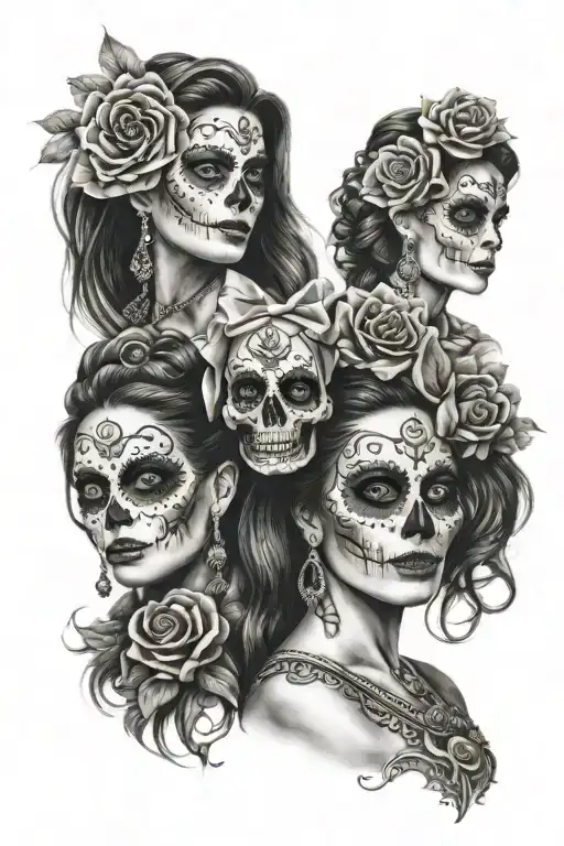 Three Beautiful La Catrinas