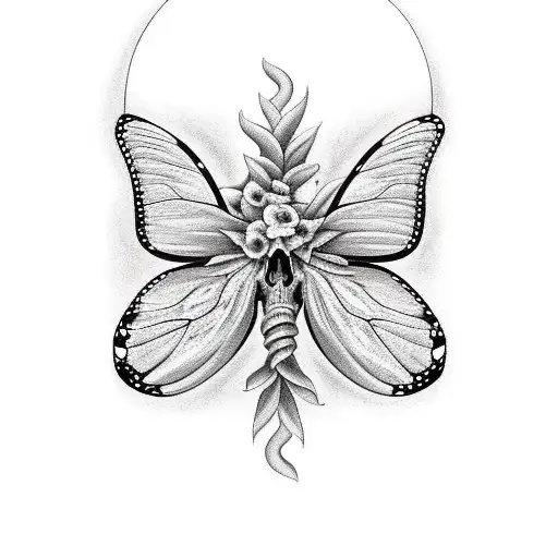 Butterfly Sits On A Skull