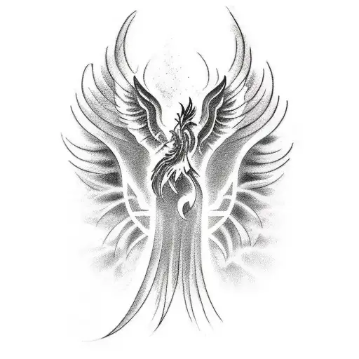 A Tattoo Of A Phoenix Rising From The Pages Of A Dan Brown Novel