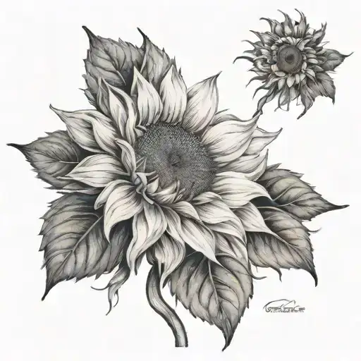 Black And White And Colorfull Sunflower