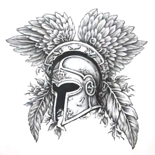 Spartan Helmet Tree Background Angel Wings